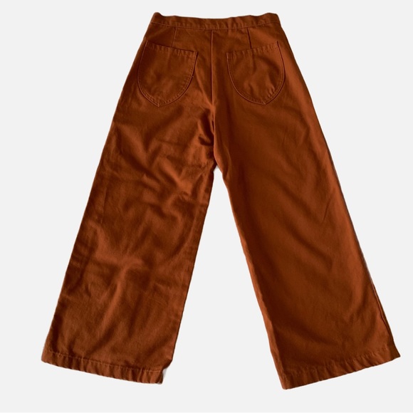 LYKKE WULLF Anthropologie| Sandi Cropped Wide Leg Pants In Rust Sz M - Picture 4 of 14